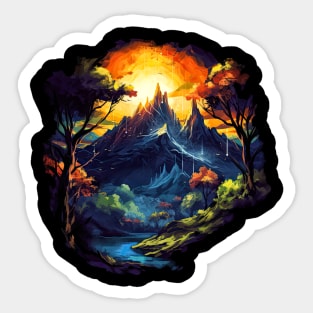 Abstract Mountain Sunrise Sticker